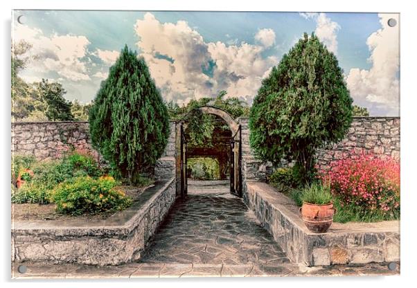 The Garden Gate Acrylic by Angela Wallace