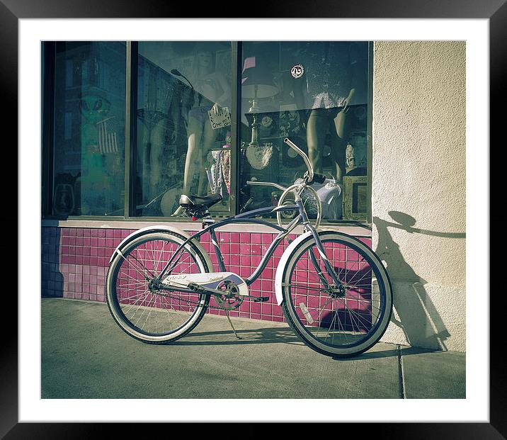 Fixie bike Huntington Beach USA Framed Mounted Print by Greg Marshall
