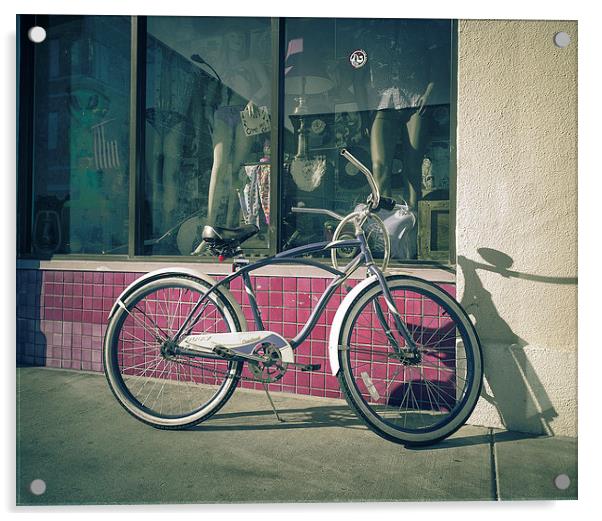 Fixie bike Huntington Beach USA Acrylic by Greg Marshall