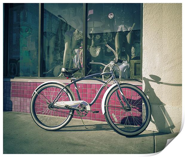 Fixie bike Huntington Beach USA Print by Greg Marshall