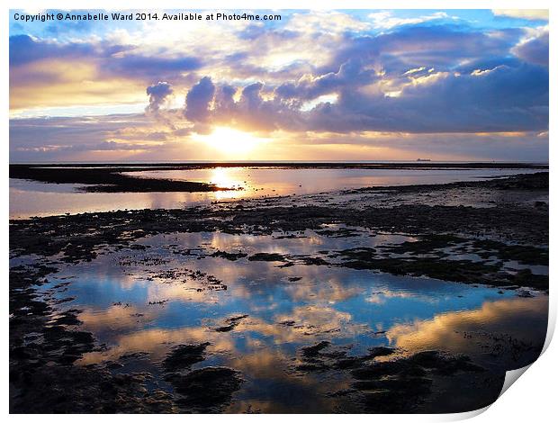 Sea Sunrise Reflection Print by Annabelle Ward