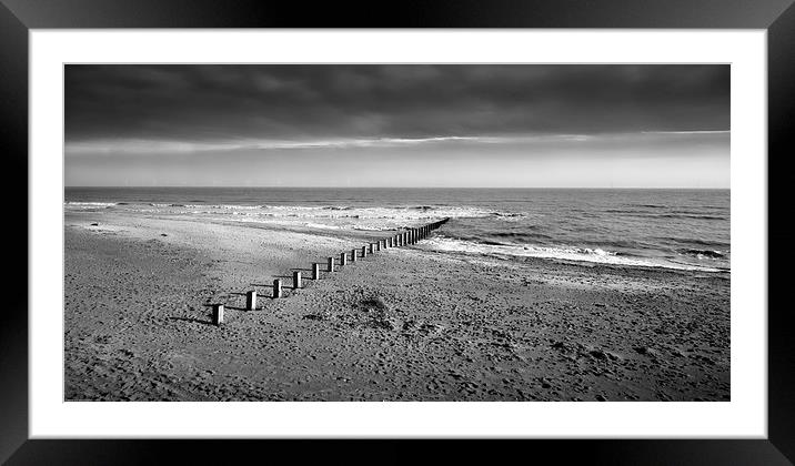 Skegness beach poles Framed Mounted Print by Leighton Collins