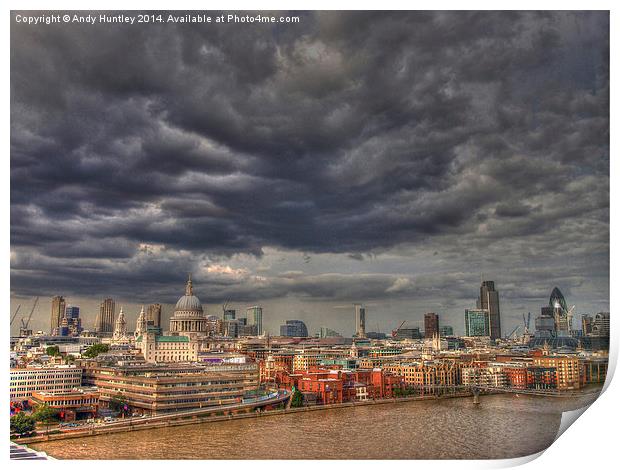 Storm Clouds over London Print by Andy Huntley