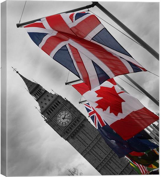 Big Ben & Flags Canvas Print by Andy Huntley