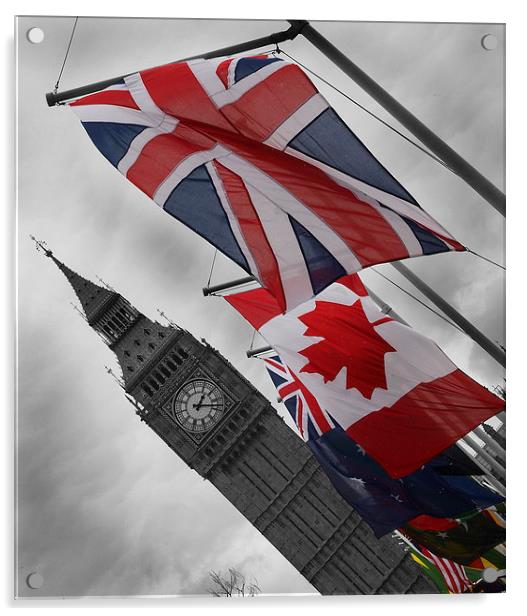 Big Ben & Flags Acrylic by Andy Huntley