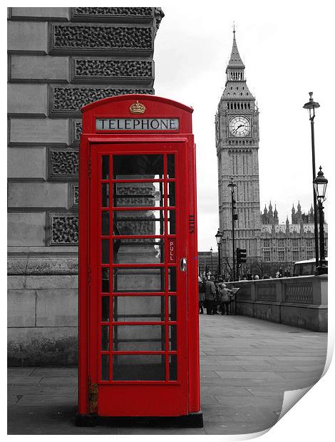 Phone Box in London Print by Andy Huntley