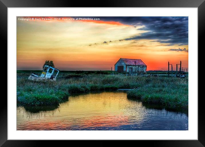 Sunset over Thornham Framed Mounted Print by Gary Pearson