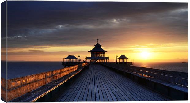 On Clevedon Pier Sunset Canvas Print by Carolyn Eaton