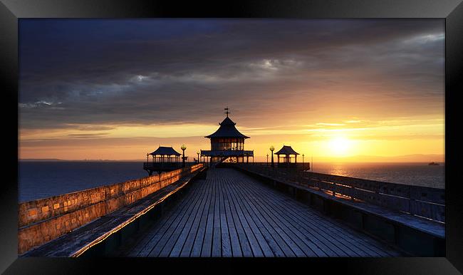 On Clevedon Pier Sunset Framed Print by Carolyn Eaton