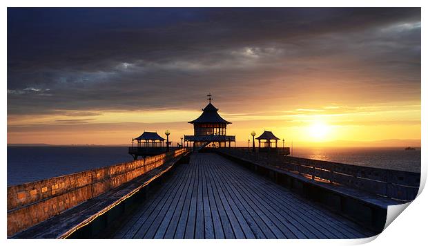 On Clevedon Pier Sunset Print by Carolyn Eaton