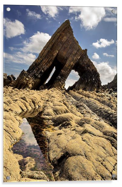 Blackchurch Rock Acrylic by Dave Wilkinson North Devon Ph