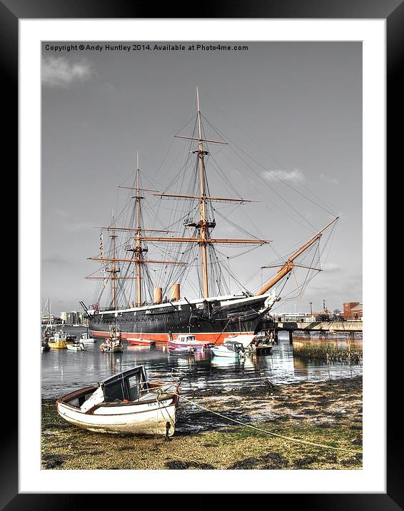 HMS Warrier Framed Mounted Print by Andy Huntley