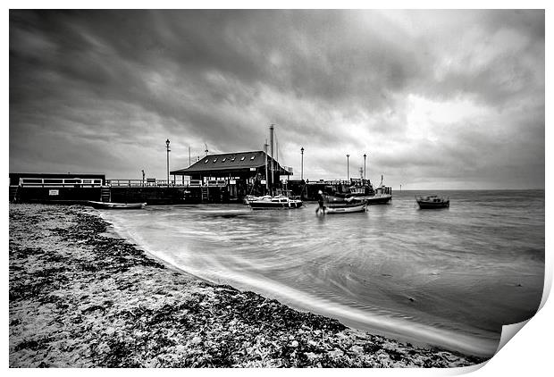 Harbour in mono Print by Thanet Photos