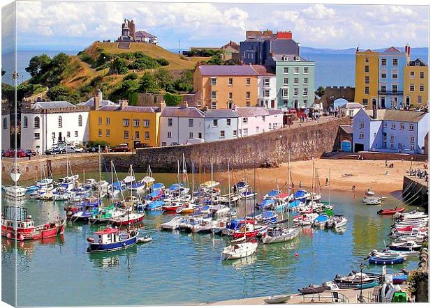 Tenby Harbour. Summer. Canvas Print by paulette hurley