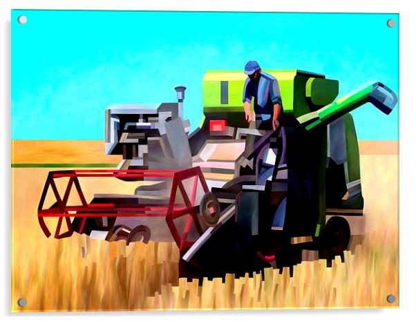 Combine Harvester Acrylic by Trevor Butcher