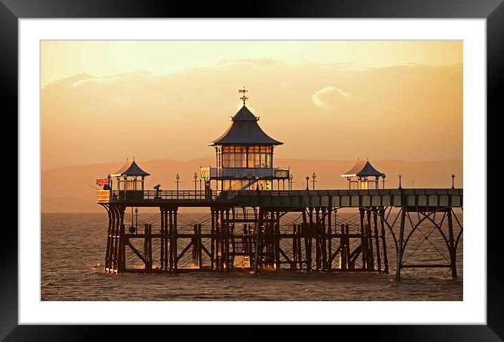 Glowing Clevedon Pier Framed Mounted Print by Carolyn Eaton