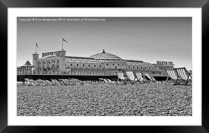 Brighton pier in black and white Framed Mounted Print by Sara Messenger