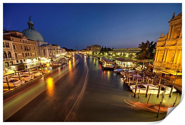 Night time on the Grand Canal Print by Rob Hawkins