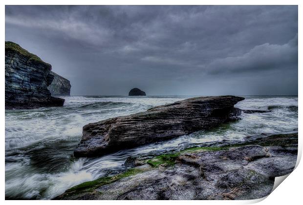 Stormy Trebarwith Print by David Wilkins