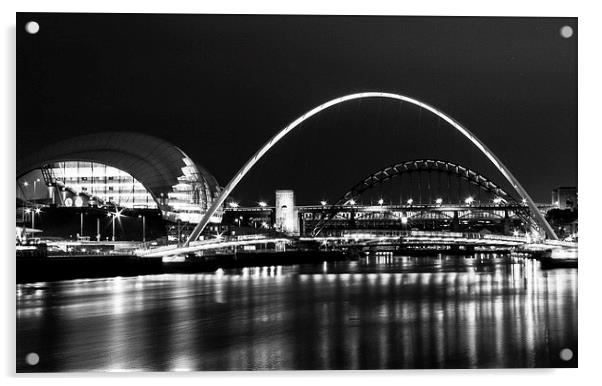 The Sage, Millennium and Tyne Bridge Acrylic by Helen Holmes