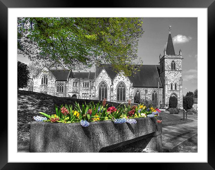 Flowers outside Church Framed Mounted Print by Andy Huntley