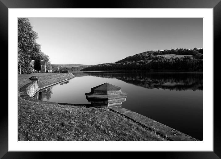 Damflask Reservoir in Mono Framed Mounted Print by Darren Galpin