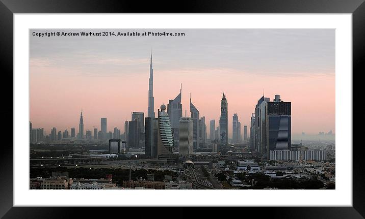 Dubai at Dusk Framed Mounted Print by Andrew Warhurst