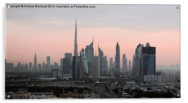 Dubai at Dusk Acrylic by Andrew Warhurst