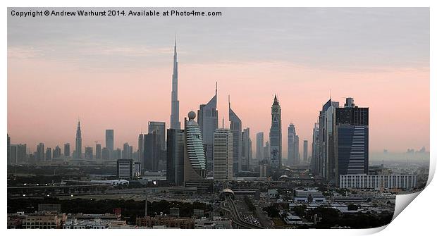Dubai at Dusk Print by Andrew Warhurst