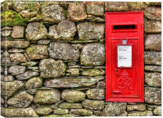 Post Box in Wall Canvas Print by Andy Huntley