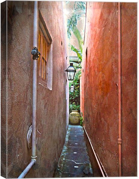 Just a Narrow NOLA Alley Canvas Print by Judy Hall-Folde