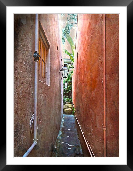 Just a Narrow NOLA Alley Framed Mounted Print by Judy Hall-Folde