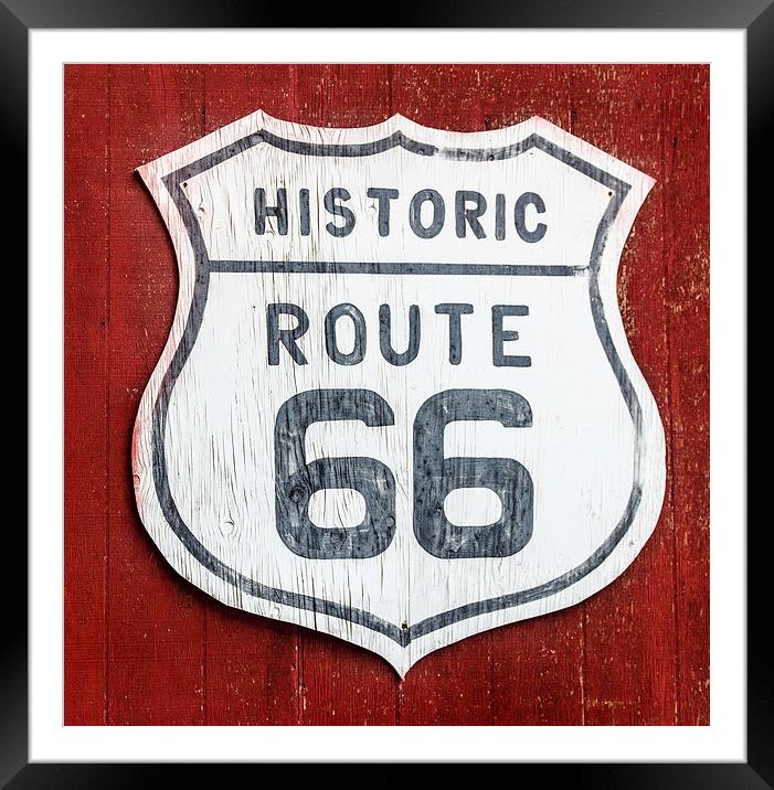 Route 66 Road Sign USA Framed Mounted Print by Greg Marshall