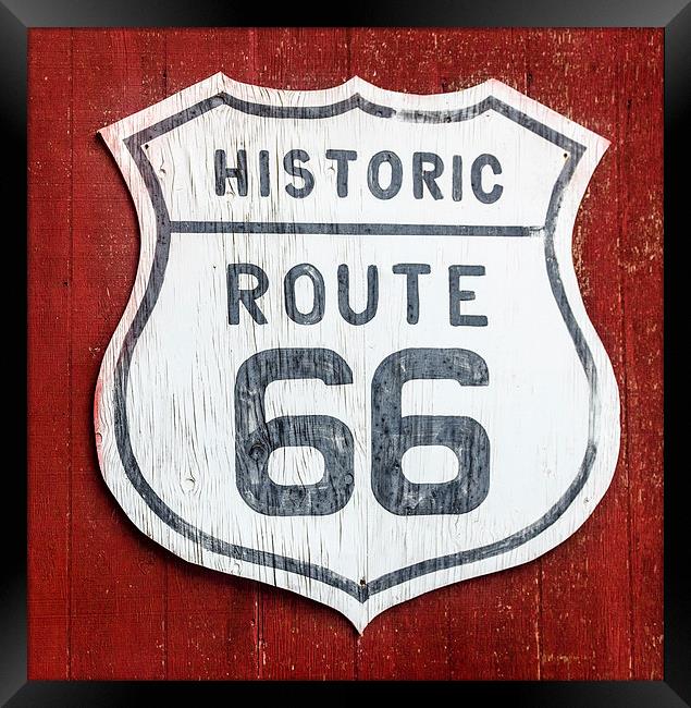 Route 66 Road Sign USA Framed Print by Greg Marshall