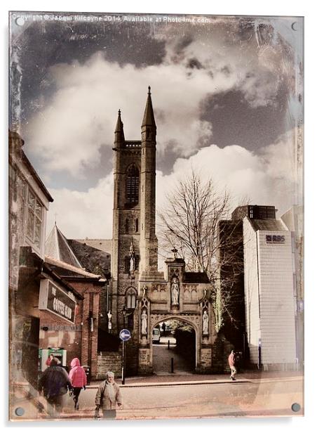 Church of St Mary, Chorley. Acrylic by Jacqui Kilcoyne