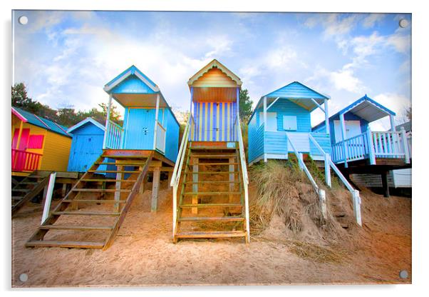 Wells-Next-The-Sea Beach Huts Acrylic by Mike Sherman Photog