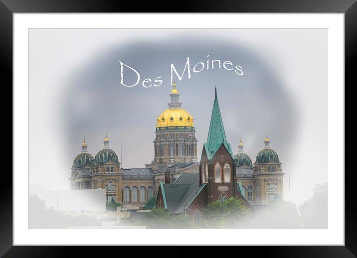Des Moines Capitol Framed Mounted Print by Judy Hall-Folde