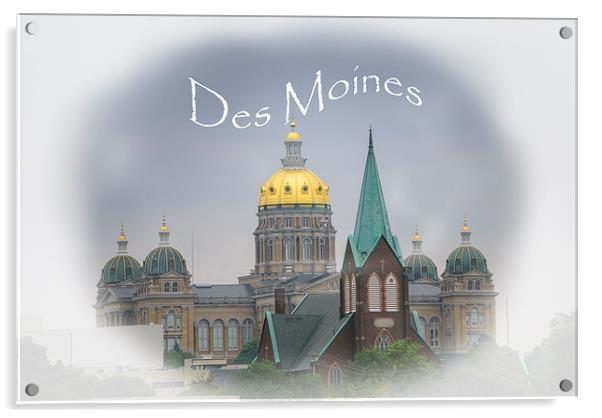 Des Moines Capitol Acrylic by Judy Hall-Folde