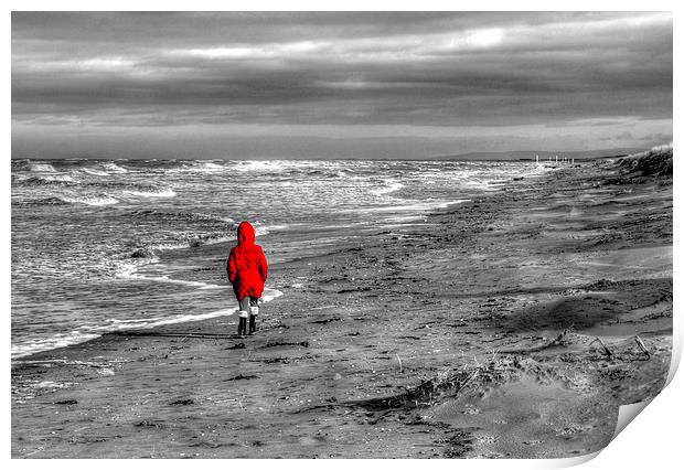 Lady In Red Print by Roger Green