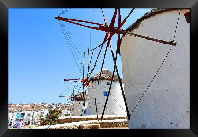 Traditional Windmills on Mykonos Framed Print by Carole-Anne Fooks