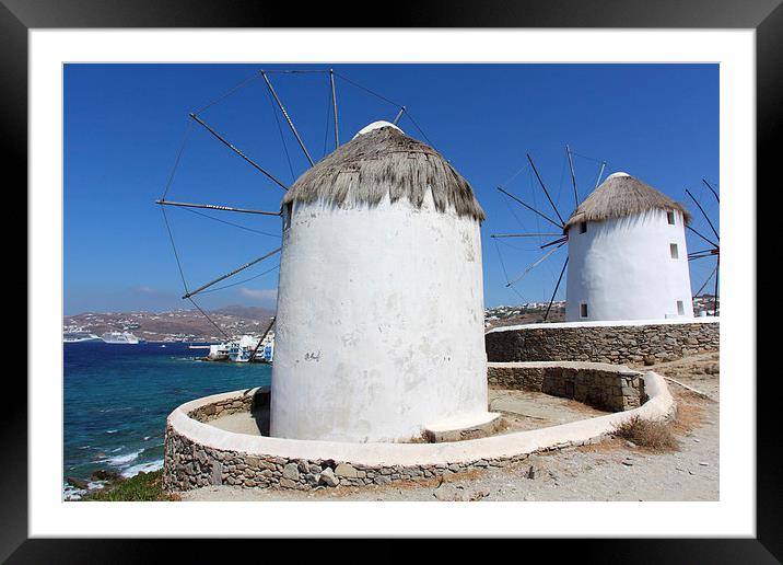 Traditional Windmills on Mykonos Framed Mounted Print by Carole-Anne Fooks