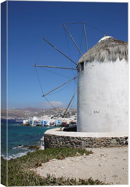 Traditional Windmill on Mykonos Canvas Print by Carole-Anne Fooks
