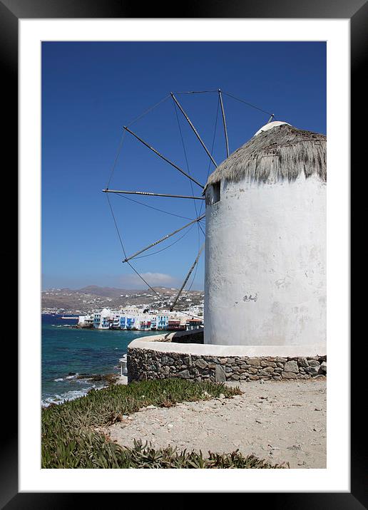 Traditional Windmill on Mykonos Framed Mounted Print by Carole-Anne Fooks