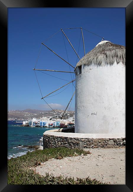 Traditional Windmill on Mykonos Framed Print by Carole-Anne Fooks