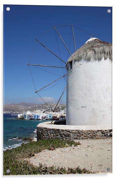 Traditional Windmill on Mykonos Acrylic by Carole-Anne Fooks