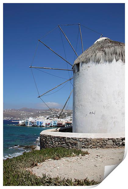 Traditional Windmill on Mykonos Print by Carole-Anne Fooks