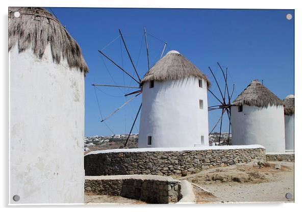 Traditional Windmills on Mykonos Acrylic by Carole-Anne Fooks