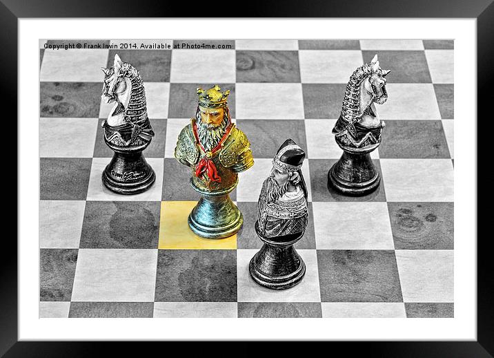 A King from a medieval chess set on a conventional Framed Mounted Print by Frank Irwin