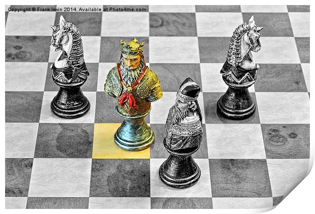 A King from a medieval chess set on a conventional Print by Frank Irwin