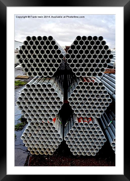 Steel tubes stacked and offloaded, ready for deliv Framed Mounted Print by Frank Irwin